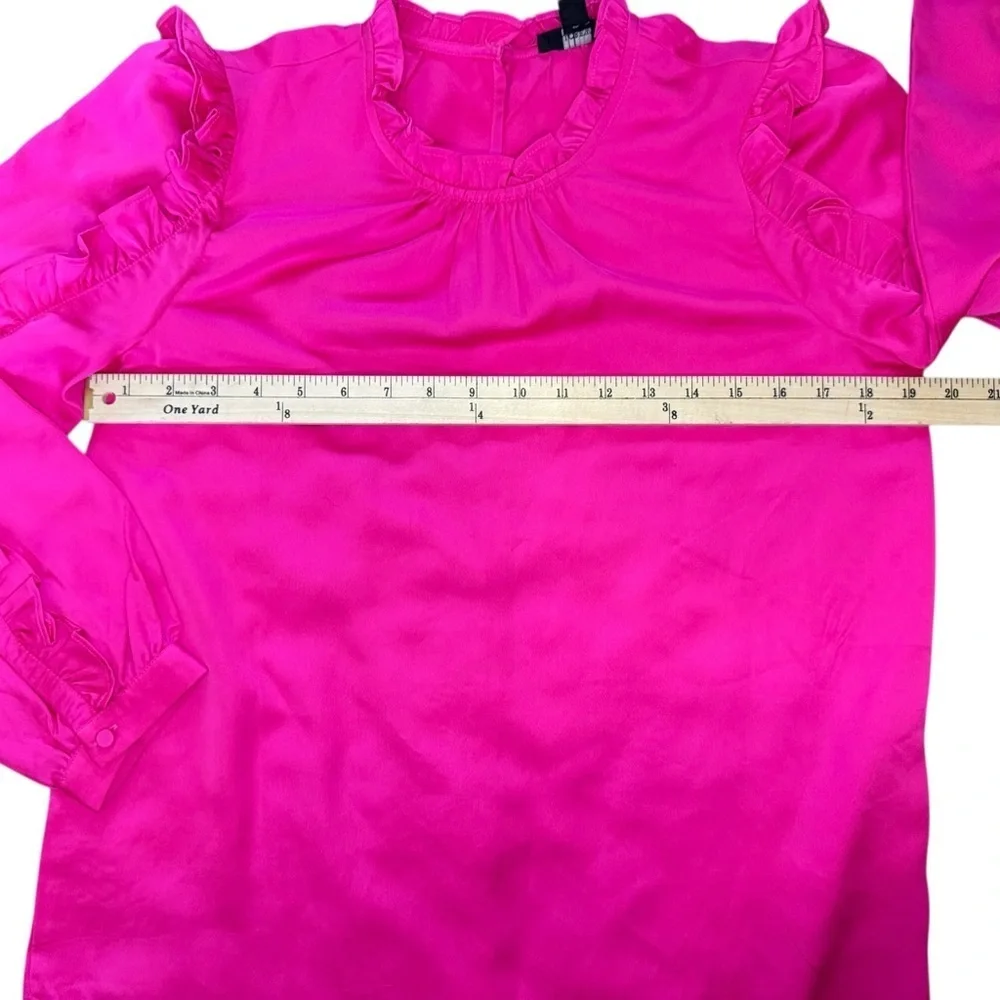 J. Crew Pink Puff Sleeve Ruffled Blouse